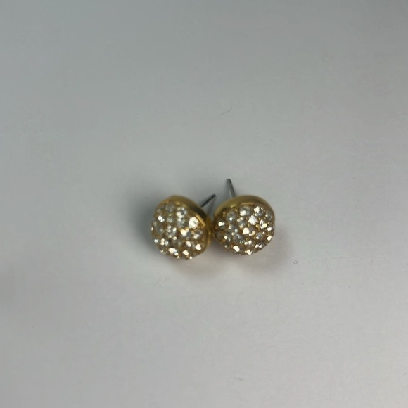 Vintage Faux Round Diamond Gold Charm Earrings - Picture 2 of 6